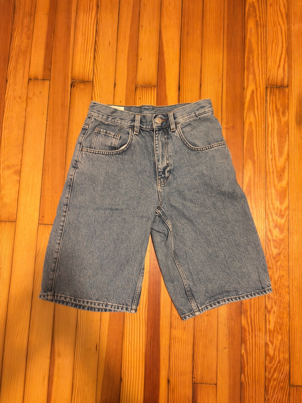 Zara Men's Relaxed Light Blue Denim Shorts